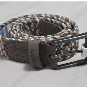 NEW Robert Graham Jacob Braided Woven Stretch-Tan, Brown Belt SZ 38